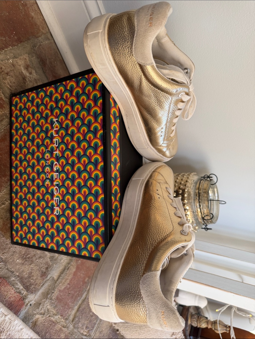 ⭐️Kurt Geiger Laney Eye  Gold Leather sneakers⭐️ - Picture 8 of 11